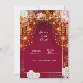 Red Wedding digital invitation e card design