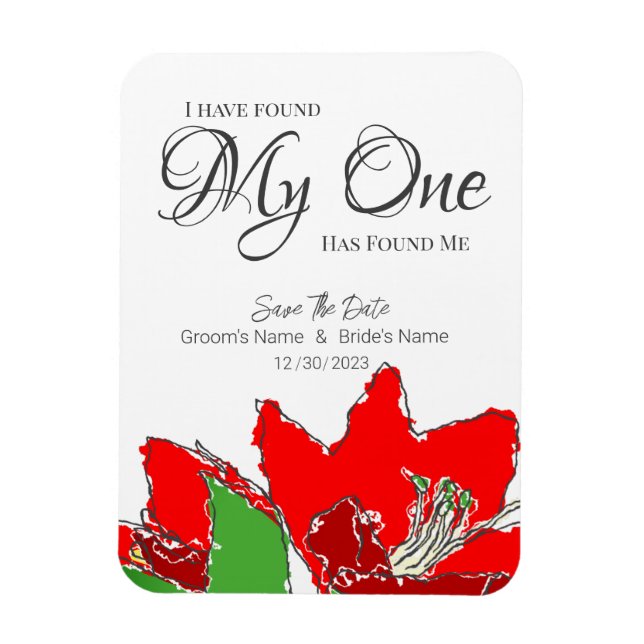 Red Wedding Floral Save the Date Magnet (Vertikal)