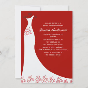 Red Wedding Gown Brautparty Einladung