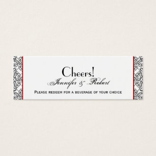 Red Wedk Drink Ticket für Schwarz und Weiß Damask
