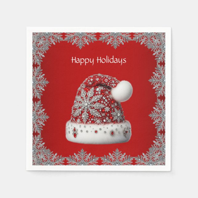 Red Weihnachtsmannmütze Holiday Napkin Serviette (Vorderseite)