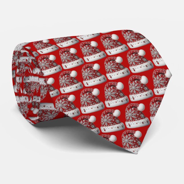 Red Weihnachtsmannmütze Holiday Neck Tie Krawatte (Gerollt)
