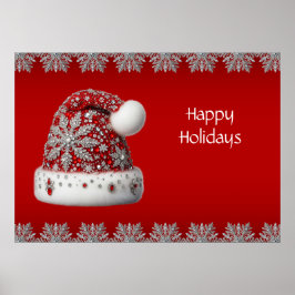 Red Weihnachtsmannmütze Holiday Poster