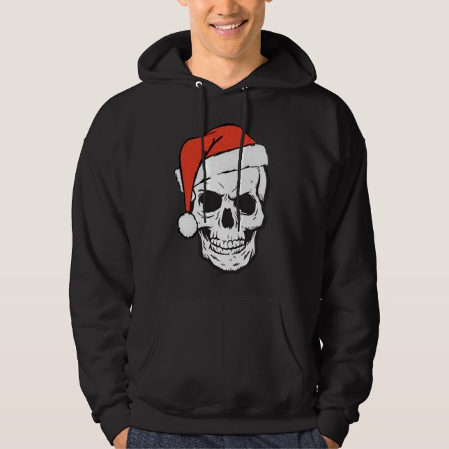 Red Weihnachtsmannmütze Skull auf Funny Christmas  Hoodie (Vorderseite)