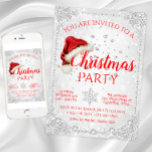 Red Weihnachtsmannmütze Snowflake Weihnachts-Party Einladung<br><div class="desc">Weihnachts-Party Einladungen mit niedlicher Weihnachtsmannmütze auf einem wunderschönen roten und weißen Diamanten und Schneeflocken Winterwunderland Hintergrund. Diese niedlichen Party Einladungen in Rot und Weiß sind leicht auf Ihre Veranstaltung zugeschnitten,  indem Sie einfach Ihre Details hinzufügen.</div>