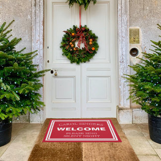Red Welcome Carol Singers Funny Christmas Doormat Fußmatte