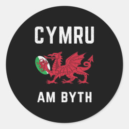Red Welsh Dragon Cymru Roots Rugby Fan Wales Flagg Runder Aufkleber
