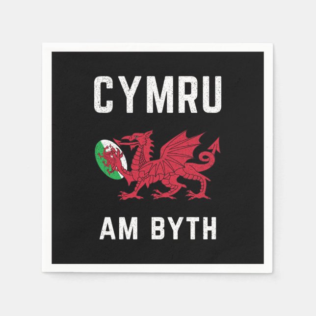 Red Welsh Dragon Cymru Roots Rugby Fan Wales Flagg Serviette (Vorderseite)