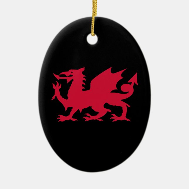 Red Welsh Dragon Keramik Ornament (Vorne)