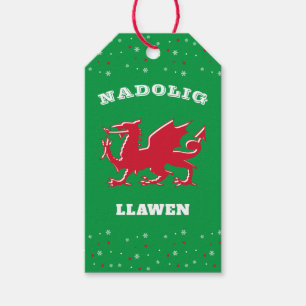 Red Welsh Dragon Merry Christmas Nadolig Llawen Geschenkanhänger