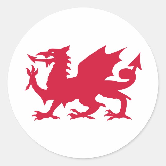 Red Welsh Dragon Runder Aufkleber (Vorderseite)