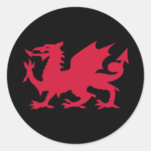 Red Welsh Dragon Runder Aufkleber