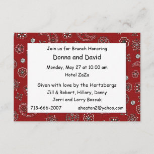 Red Western Bandana Custom Brunch Einladung 8