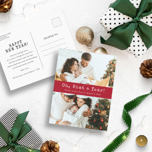 Red What A Year Holiday Postcard Postkarte