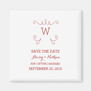 Red Whimsical Blüh Save the Date Magnet
