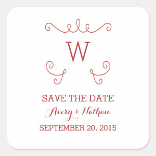 Red Whimsical Blühte Save the Date Stickers