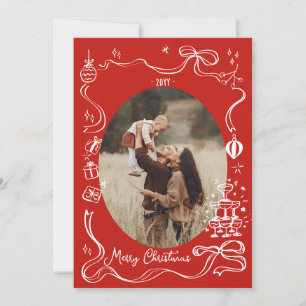 Red Whimsical Christmas Photo collage Carte de vac
