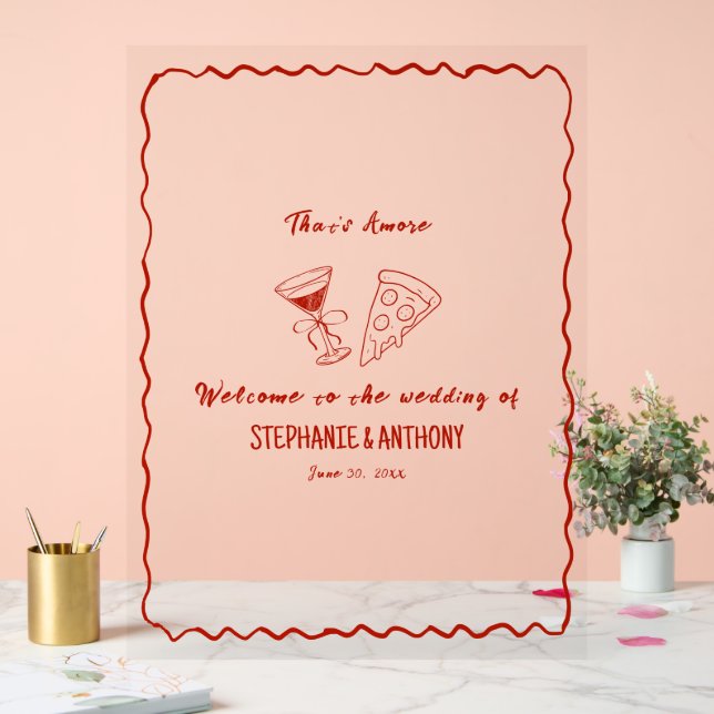 Red Whimsical Frame, das ist mehr italienisch Hoch Acrylschild (Hochzeit)