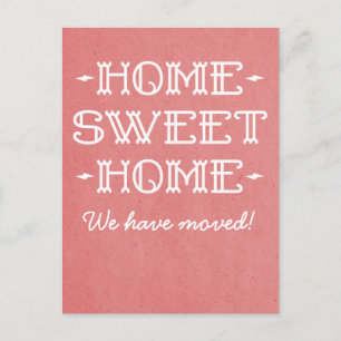 Red Whimsical Zuhause Sweet Zuhause Postcard Ankündigungspostkarte