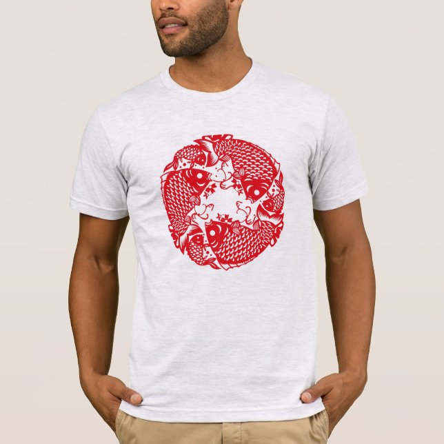 Red Whirling Koi Carp Fish Group Klassik Männer T T-Shirt (Vorderseite)