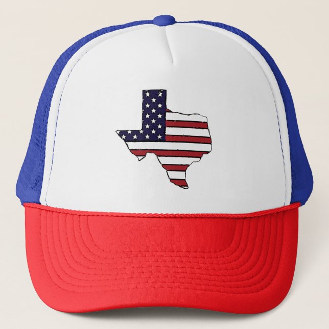 Red White American Flag Texas Kontur Hut Truckerkappe (Vorderseite)