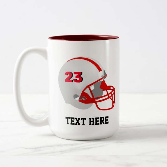 Red & White American Football Helmet Zweifarbige Tasse (Links)
