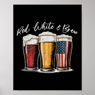 Red White & amp; Bierpatriotic Usa Flag 4. Juli Poster