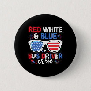 Red White & amp; Blue Bus Driver Crew 4. Juli, S. Button