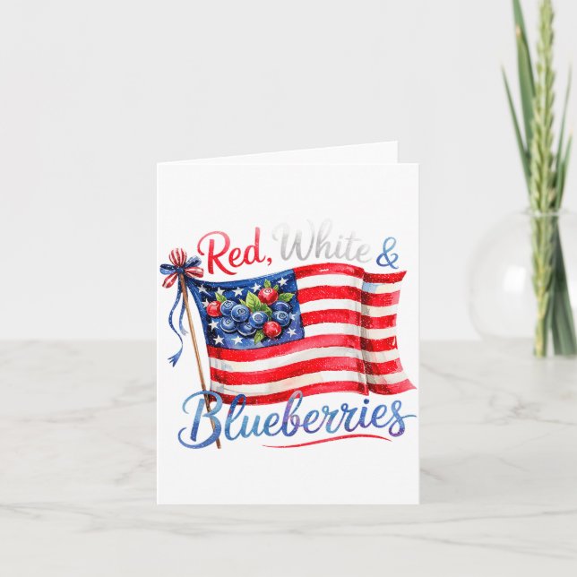 Red White &amp; Blueberries Coquette Flag Bow Men  Karte (Vorderseite)