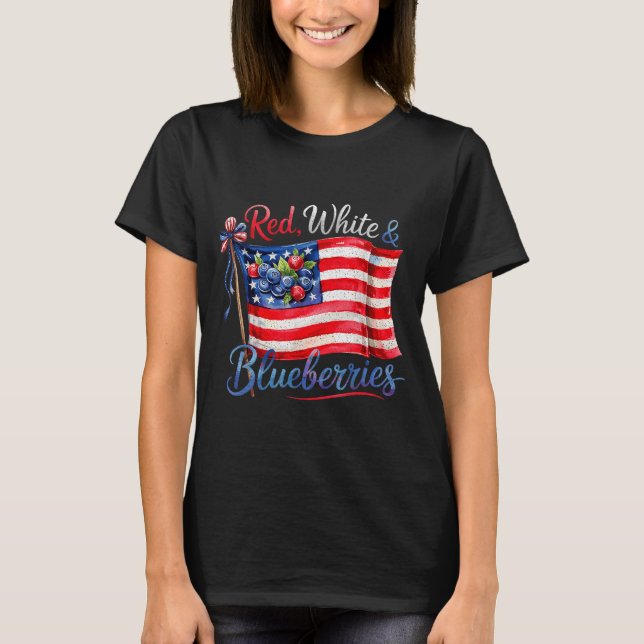 Red White &amp; Blueberries Coquette Flag Bow Men  T-Shirt (Vorderseite)