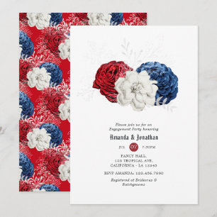 Red White and Blue 4. Juli Engagement Party Einladung