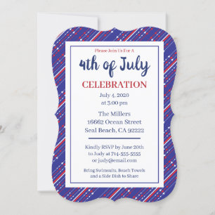 Red White and Blue 4. Juli Party Einladung