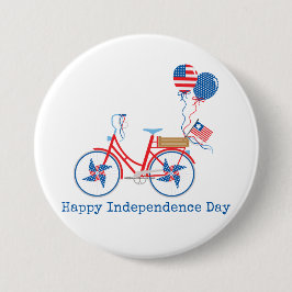 Red White and Blue 4. Juli Whimsical Bicycle Button