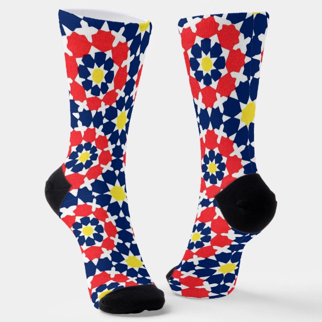 red white and blue abstract socken (Gewinkelt)