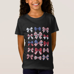 Red White and Blue American Coquette Bows 4. Juli T-Shirt
