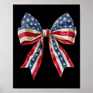 Red White and Blue American Coquette Bows Funny 4t Poster