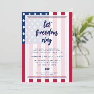 Red White and Blue American Flag 4. Juli Einladung