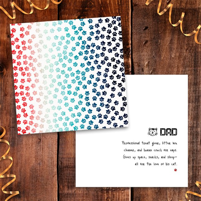 Red White and Blue Black Cat Paws Funny Cat Vater Karte (Von Creator hochgeladen)