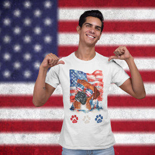 Red White and Blue Boxer Dog American 4. Juli T-Shirt