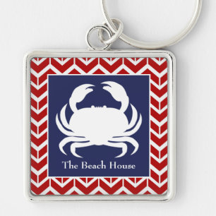 Red White and Blue Crab personalisieren Nautical B Schlüsselanhänger