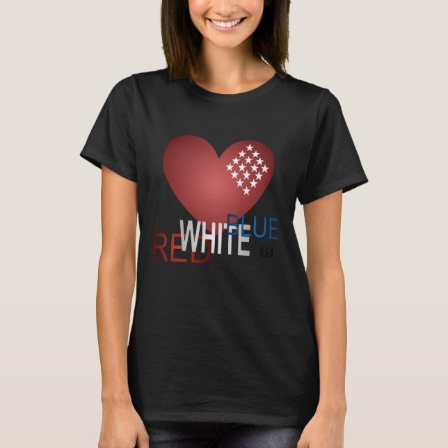 Red White and Blue Diamond Heart T-Shirt (Vorderseite)