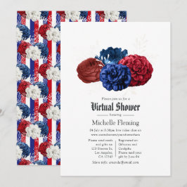 Red White and Blue Floral 4. Juli Virtual Dusche Einladung