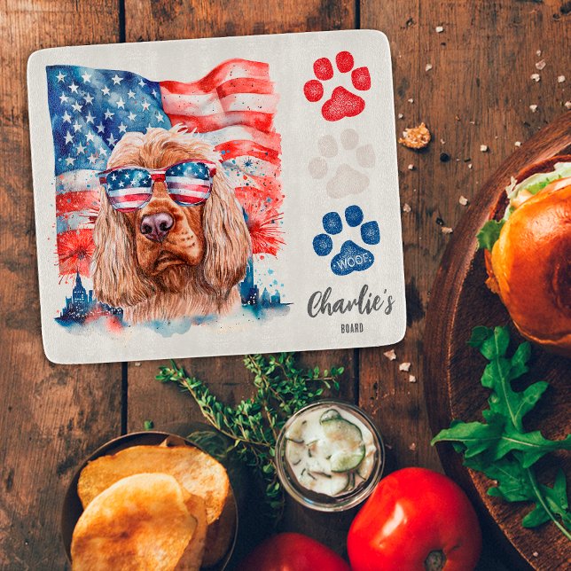 Red White and Blue Funny Cocker Spanel Hund Lecker Schneidebrett (Von Creator hochgeladen)