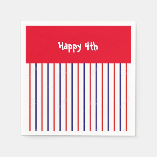 "Red, White and Blue Gappy 4th" Cocktail Napkins Serviette (Vorderseite)
