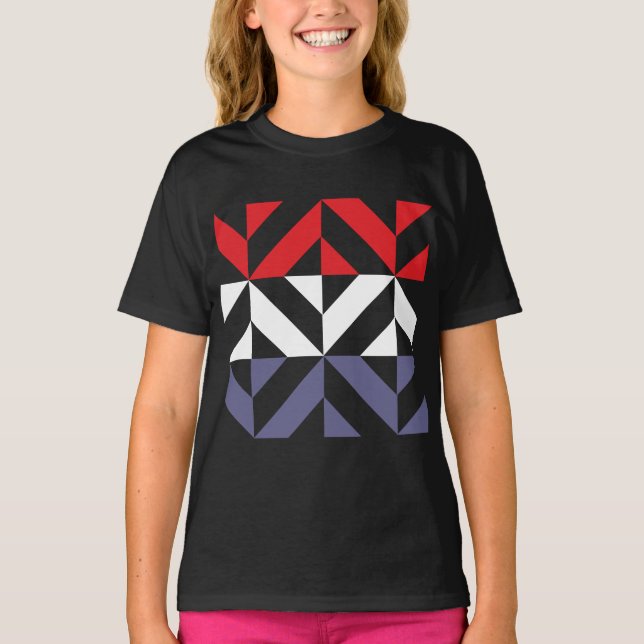 Red White and Blue Geometric ZigZag T-Shirt (Vorderseite)