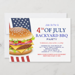 Red White and Blue GRILLEN Feuerwerk 4. Juli Party Einladung