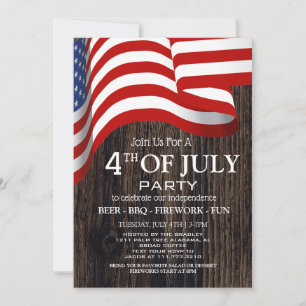 Red White and Blue GRILLEN Feuerwerk 4. Juli Party Einladung