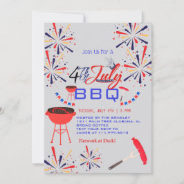 Red White and Blue GRILLEN Feuerwerk 4. Juli Party Einladung