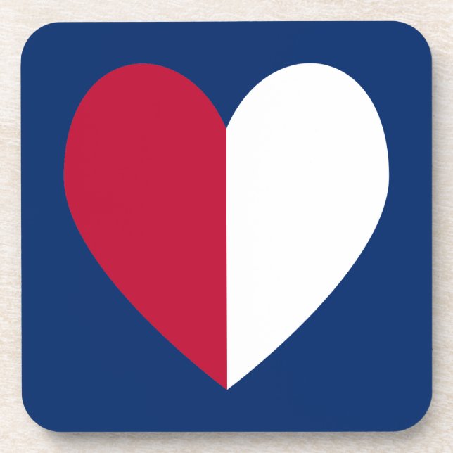Red White and Blue Heart Getränkeuntersetzer (Vorderseite)