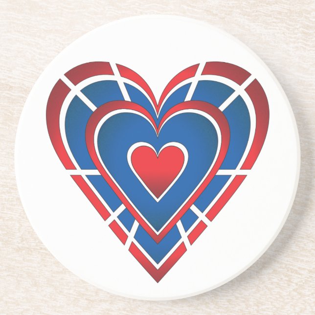 Red White and Blue Heart Getränkeuntersetzer (Vorne)